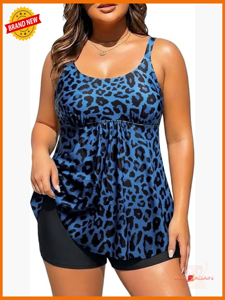Plus Size Tankini Swim Set Flowy Top Boy Shorts 20w Two Piece